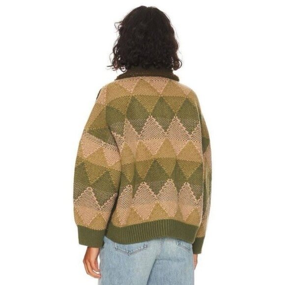NWT BlankNYC Timber Sweater Cropped Jacket L Olive Teddy Cardigan Sherpa Plaid - Picture 3 of 12